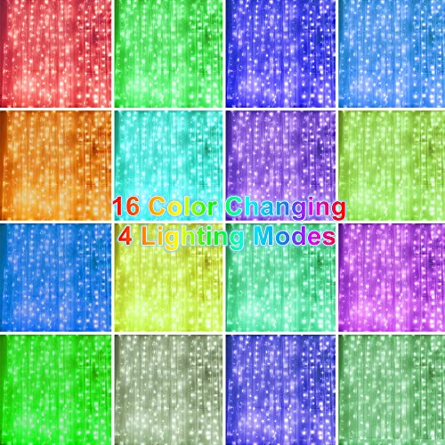300 LED RGB Color Changing Curtain String Lights with Remote & Timer