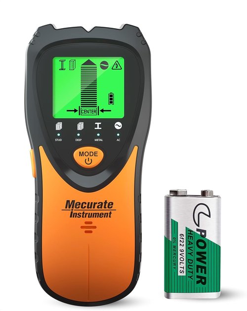 Mecurate Stud Finder - 5-in-1 Wall Scanner with LCD Display & Audio Alarm for Wood, Metal, AC Live Wire Detection