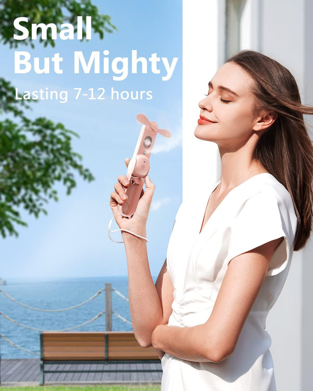 Sweetfull Portable Misting Fan - Handheld Rechargeable Mini Spray Fan for Travel & Outdoors | Pink