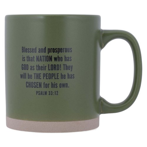Lighthouse Christian Products One Nation Under God American Flag Green 16 Ounce Ceramic Mug