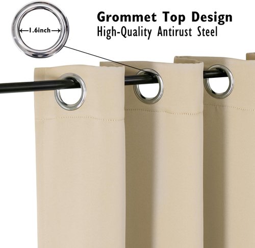 ChrisDowa Small Window Curtains - Grommet Thermal Insulated Room Darkening Panels, Biscotti Beige (2 Panels, 29 x 40 Inch)