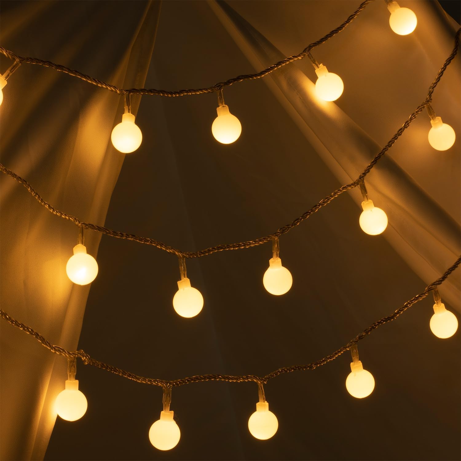 Ogrmar 49 ft 100 LED Globe Ball String Lights - 8 Modes with Remote & Timer for Indoor/Outdoor Decor | Warm White