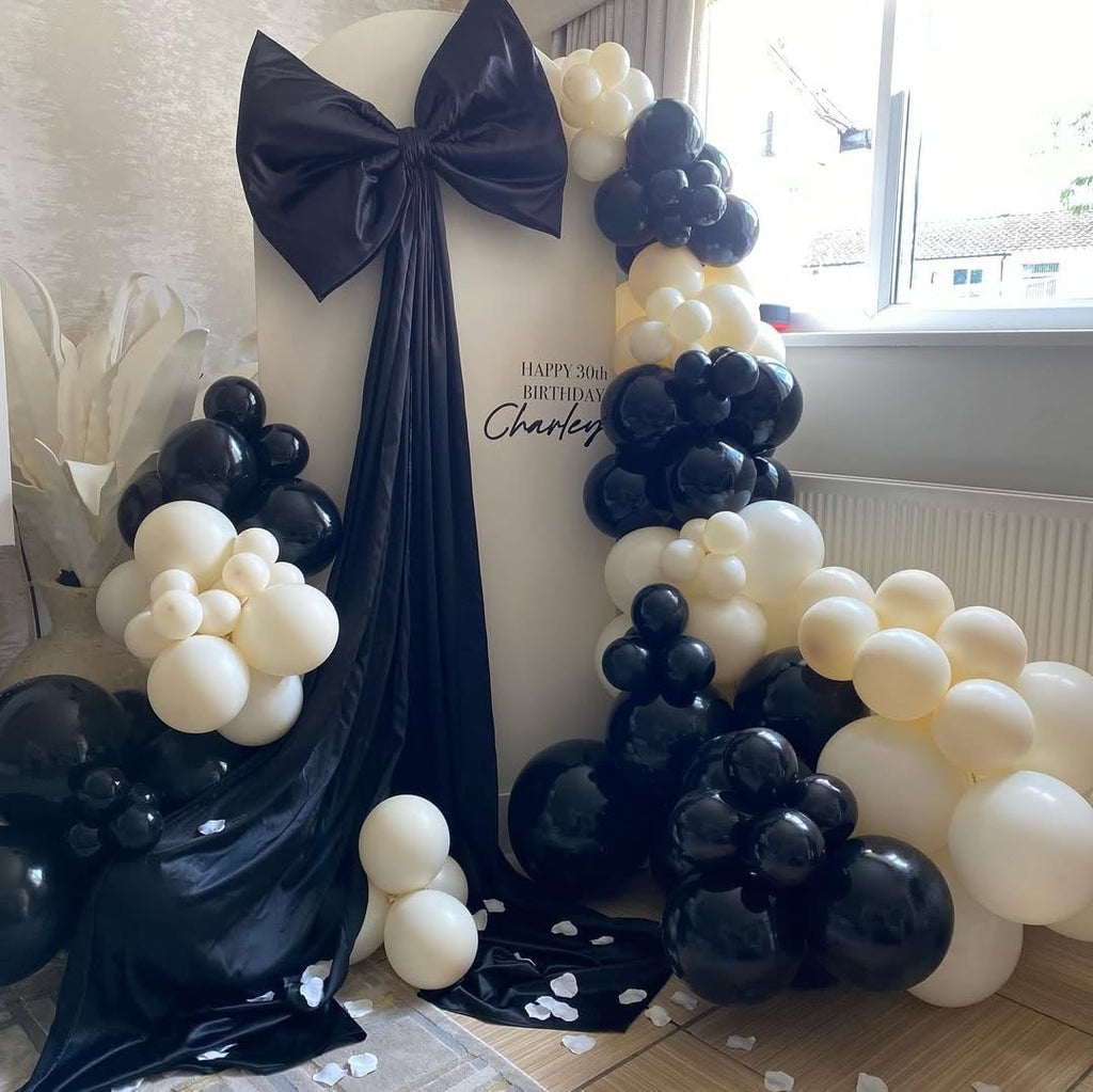 Skiennix 153-Piece Black & Sand White Balloon Garland Arch Kit - 18", 12", 10", 5" Sizes for Birthday, Wedding & Party Decor
