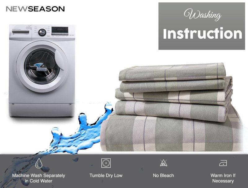 New Season Naturally Yours - 100% Cotton King Flannel Sheet Set Softly Brushed Cotton Flannel Sheets - Stylish Printed Bed Sheets - Warm, Breathable Bed Sheets Set