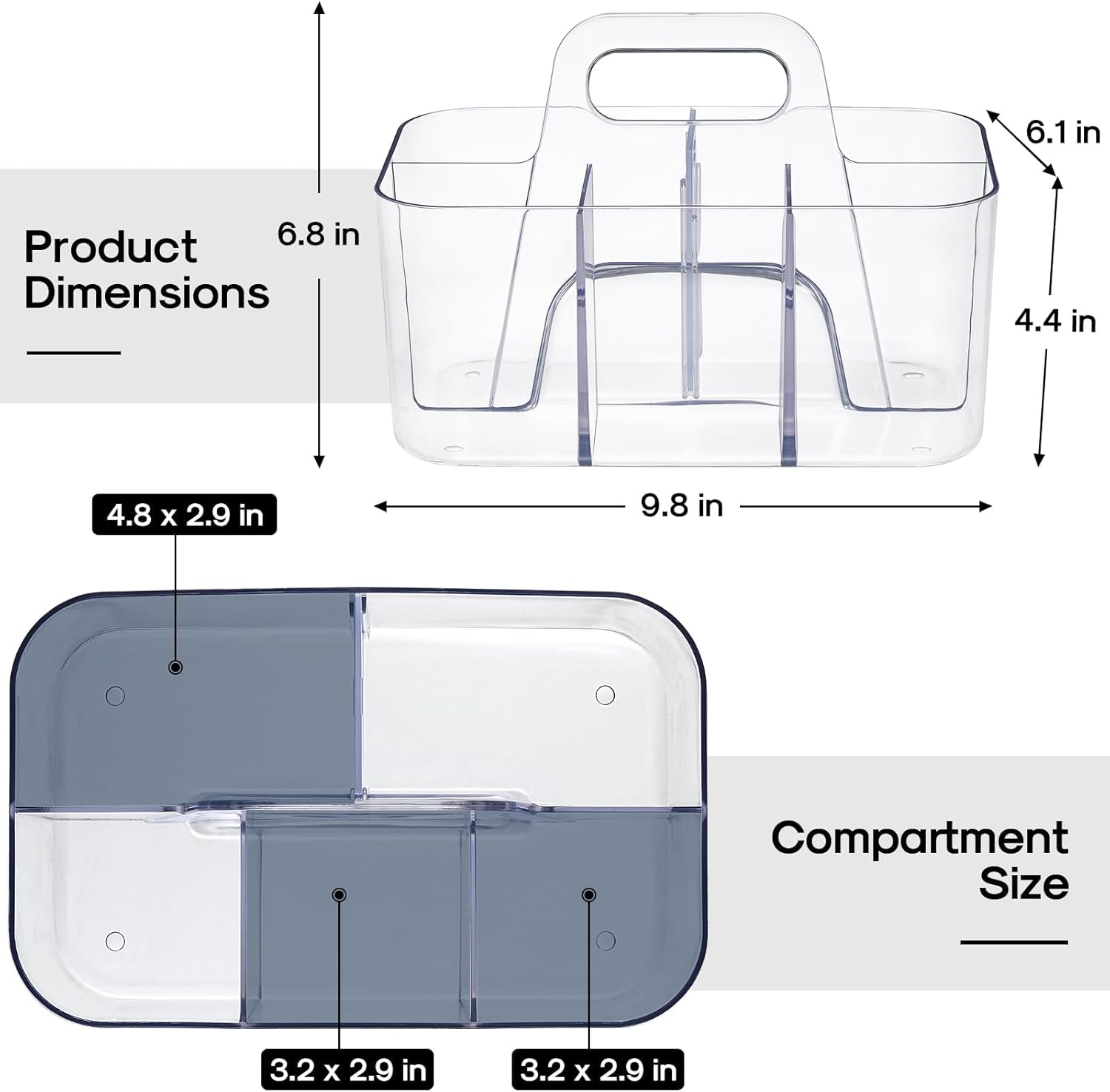 Multiuse Caddy Organizer by [Brand Name] - Portable Plastic Tote Bin for Art, Makeup & Office Supplies - Clear