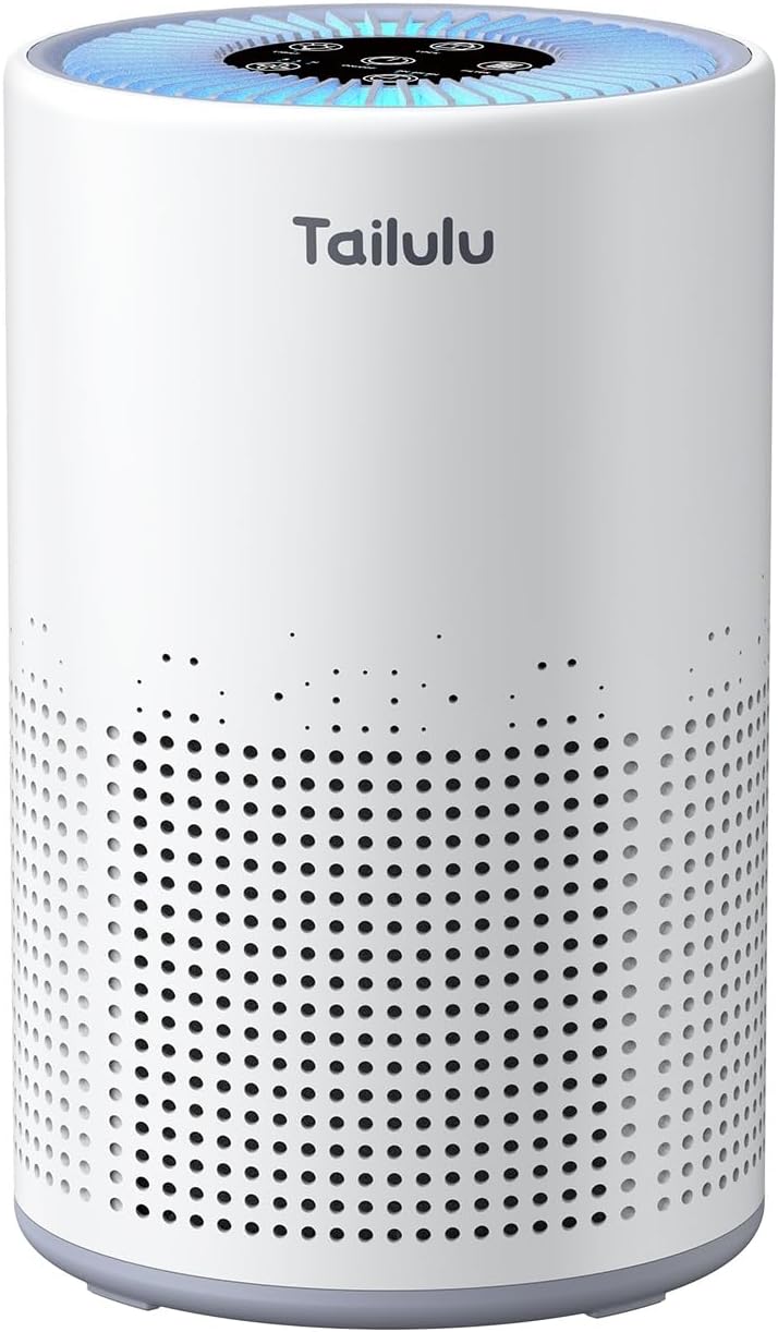 Tailulu H13 True HEPA Air Purifier - Portable 1200 Ft² Cleaner with 12dB Sleep Mode & Timer | Ideal for Pets, Dust & Odors