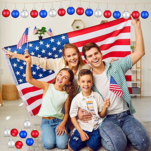 Christmas Hanging Ball Ornaments Set - Red, Royal Blue, White, 24 Pcs