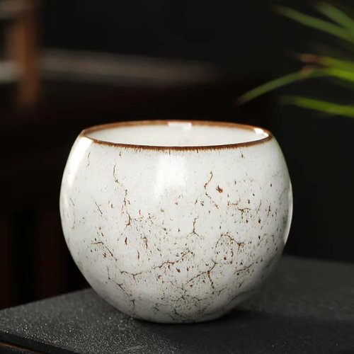 Fuzencup MQjzsh Handmade Chinese Japanese Tea Bowls, Tea Cup Set, 4 Pack, 110ml / 3.7oz for Office, Home, Gifts (Y,Lb，Lg,W)