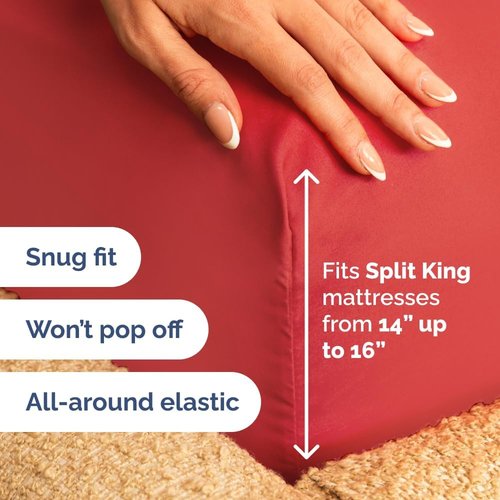 Flex Top Split Head King Sheet Set - Comfy Cooling Bed Sheets | Ultra-Soft Luxury Bedding - Deep Pockets, Red
