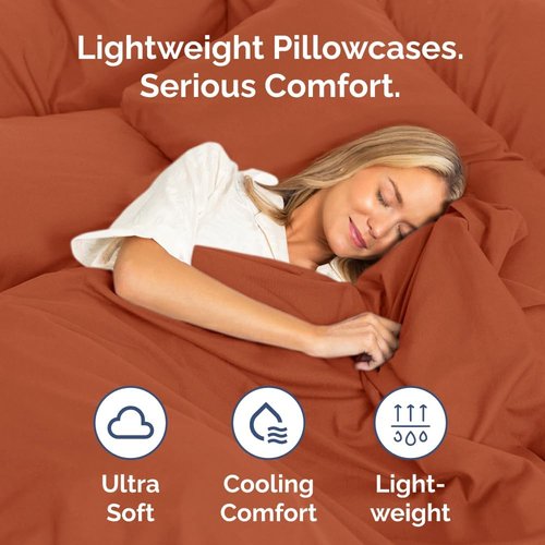 King Standard Pillow Cases - Soft Hotel Quality, Fade-Free & Wrinkle Resistant - 2 Piece Set in Terracotta