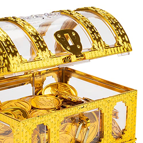 Kids Pirate Treasure Chest with Lock and Keys, Storage Box for Toys