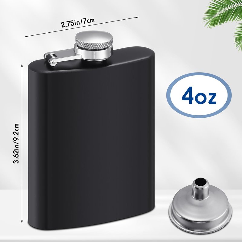 Hoolerry 30 Pieces Hip Flasks Set Stainless Steel Liquor Flask with Funnel Metal Leak Proof Flask Pocket Whiskey Flasks for Men Women Bridesmaid Wedding Party Supplies (Matte Black,4 oz)