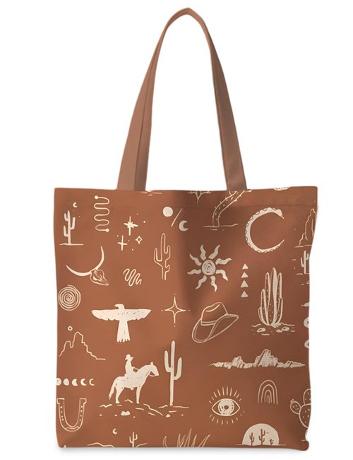 ignytiger Brown Western Tote Bag, Cowgirl Canvas Tote Bag for Women, Western Gifts For Woman, Cowgirl Gifts Stuff，Brown Tote Bags For Women Reusable Grocery Bags Shopping Bags