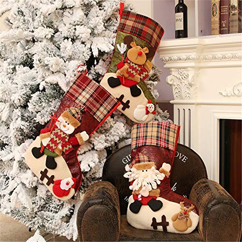 21-Inch Large Felt Christmas Stocking with 3D Animal Design for Holiday Decor