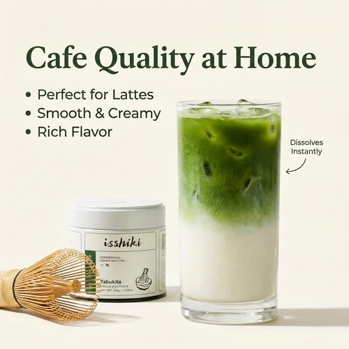 Isshiki Matcha Powder - Premium Ceremonial Grade Yabukita Green Tea from Kyoto - 30G for 20 Servings