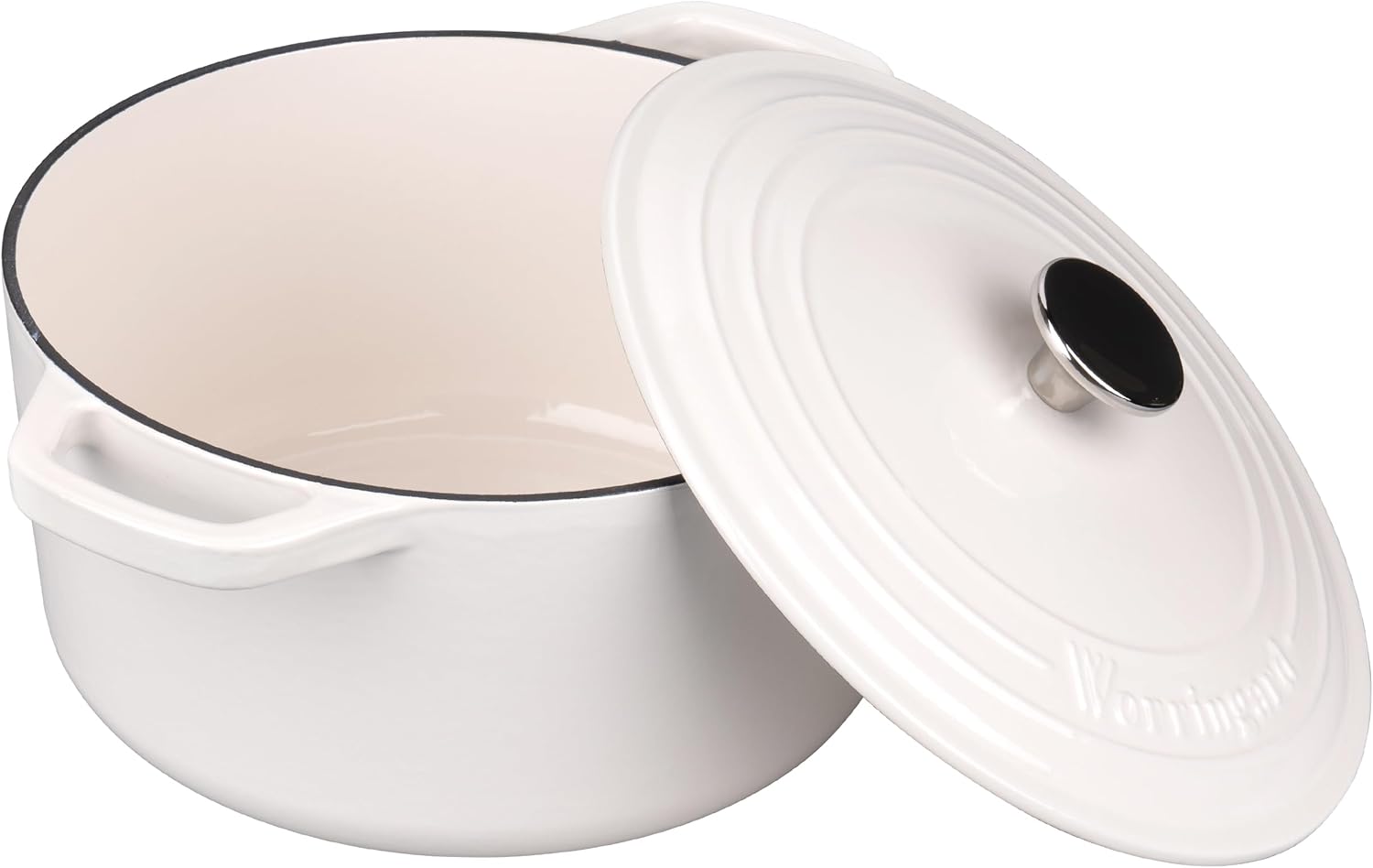 VORRINGARD Enameled Cast Iron Dutch Oven - Perfect for Sourdough Bread Baking | 6QT, White