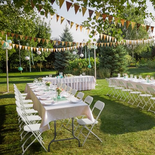 10-Pack White Plastic Folding Chairs - Commercial Steel Frame Event Seats
