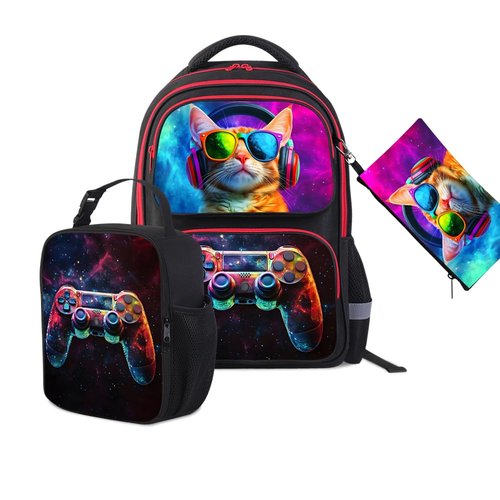 HiGaits Kids Backpack for School - 17 Inch 3D Reflective Cartoon Bookbag with Dual Zippers, Ergonomic Design for Boys & Girls Ages 6-18 | Durable 600D Polyester Children's Backpack