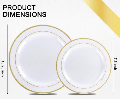 MCIRCO Gold Dinnerware Set - 350 Pieces for 50 Guests | Includes Plates, Cups, Napkins & Silverware