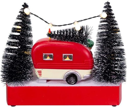 Kurt Adler 7-Inch Musical Peanuts Camper Scene - Battery-Operated Table Decor Piece