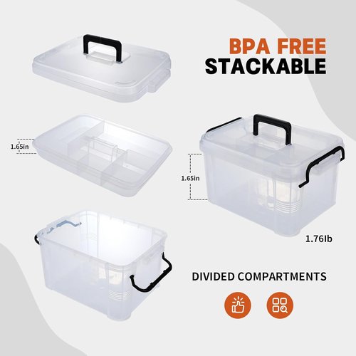 HEY FOLY 15qt Clear Medicine Organizer - Thickened Plastic First Aid Box with Labels & Lids
