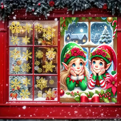 Elf Christmas Window Banner Cover 31x47 Polyester - BlissYard Christmas Elf