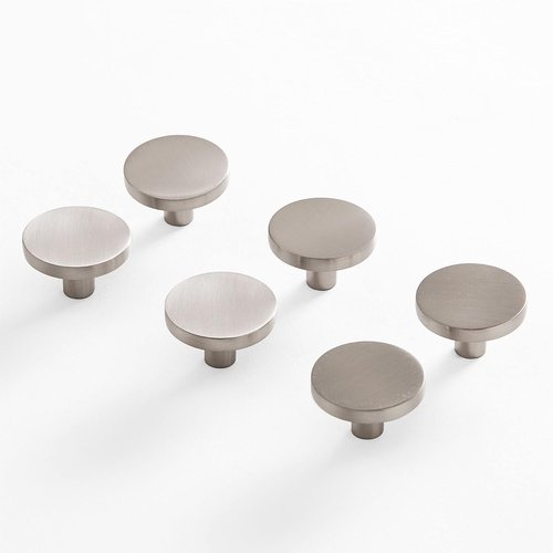 BINO 6-Pack Cabinet Knobs - Brushed Nickel 1.22" Diameter (31mm) - Stylish Dresser Drawer Handles
