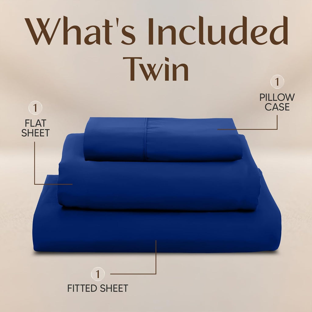 Utopia Bedding Twin Sheet Set - Soft & Breathable Microfiber | 3-Piece Royal Blue Bed Sheets