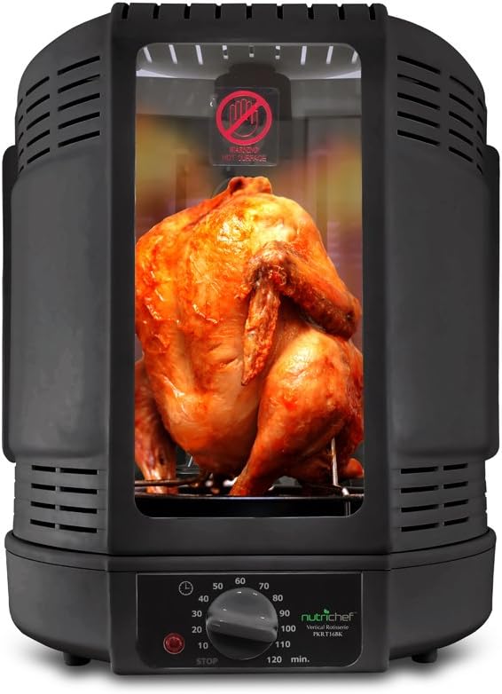 NutriChef Vertical Rotisserie Oven - Rotating Shawarma & Kebab Machine with Skewer Rack | Ideal for Chicken, Turkey & Lamb