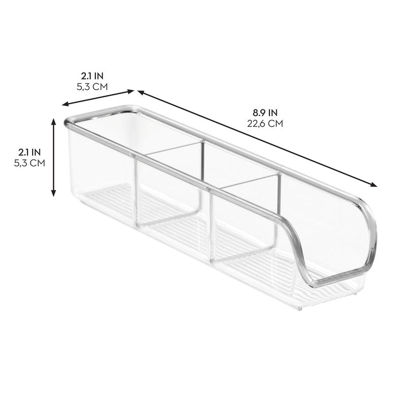 iDesign 3-Section Sugar Packet and Tea Bag Holder for Kitchen or Pantry Storage - Set of 4 - Clear