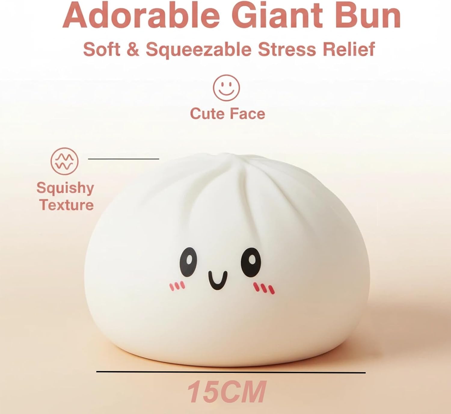 Skiennix Jumbo Dumpling Squishy | Giant Stress Ball for Anxiety Relief | Soft 10-Inch Pink Fidget Tool