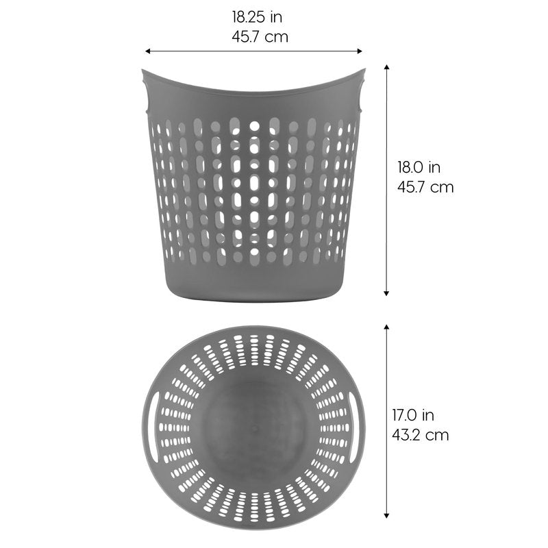 IRIS USA Plastic Laundry Basket Hamper, 3-Pack, 40L / 10 Gal Flexible Dirty Clothes Bag with Ventilation Holes, Bedroom Bathroom Apartment Dorm Laundry Room Blanket Pillow Trinkets Organization, Gray