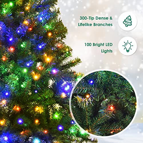 4ft Pre-Lit Artificial Christmas Tree with 100 Dual-Color LED Lights