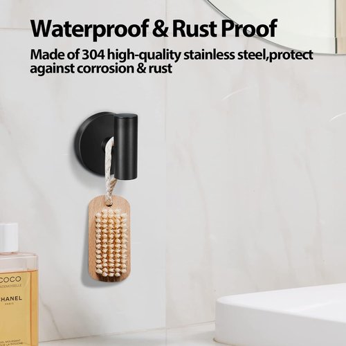 Kruodop Towel Hooks - Heavy-Duty Wall Mount Towel Holders | Black Matte Stainless Steel, 2-Pack