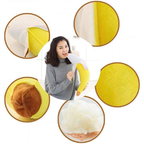 HOSTK Banana Plush Pillow, Peeled Banana Stuffed, Soft Food Plushie Banana Hugging Pillow, Gift for Birthday, Valentine, Christmas (19.6 inches)