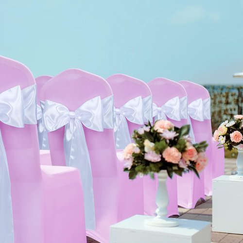 Babenest Satin Chair Sashes - Upgraded 30 Pcs Chair Ribbons & Bows for Weddings & Events | White