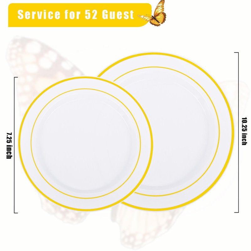 Supernal 800pcs Gold Glitter Dinnerware Set, Plastic Plate Set for 100 Guests,Dinnerware Set of 200 Gold Glitter Plastic Plates,200 Forks 100 Knives,100 Spoons,100 Cups,100 Paper Napkins for Party.