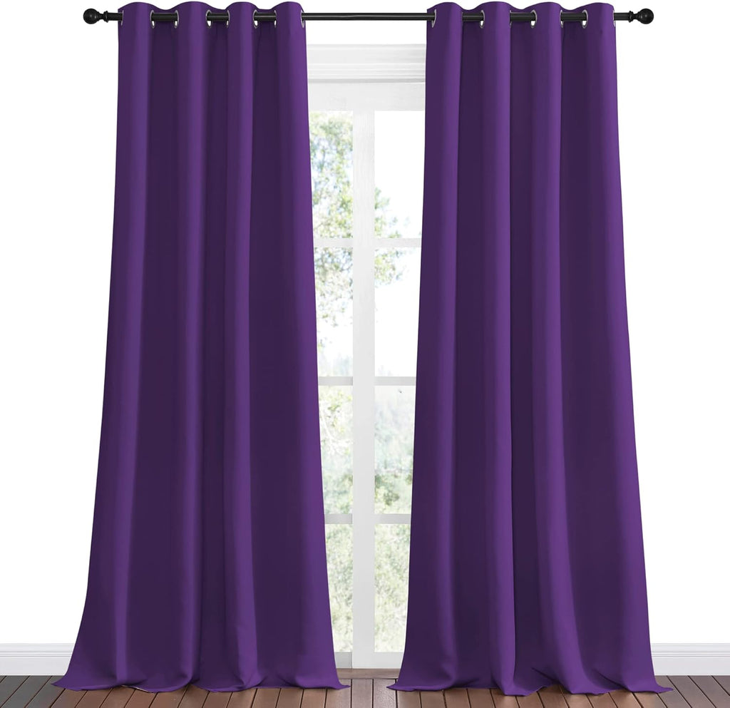 NICETOWN Purple Blackout Curtains - Noise Reducing & Thermal Insulated | 90 Inches Long, 55 Inches Wide, 2 Panels