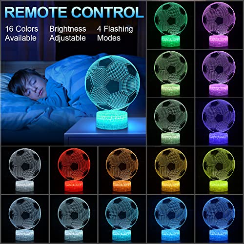 3D Soccer Ball LED Night Light, Remote Control Color Changing Lamp