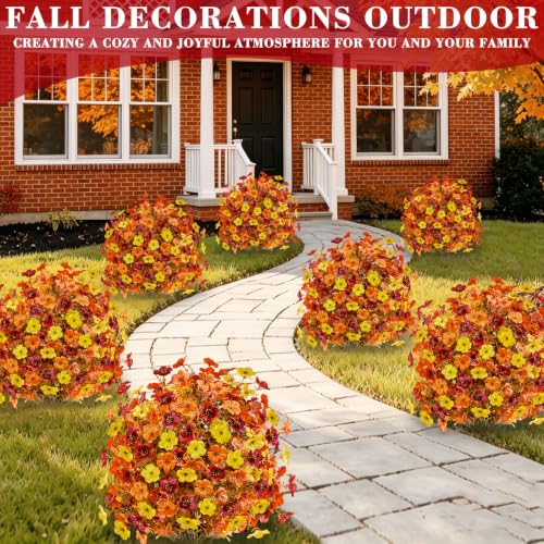 2PCS UV Resistant Fall Topiary Ball Flowers - 25" Outdoor Decor