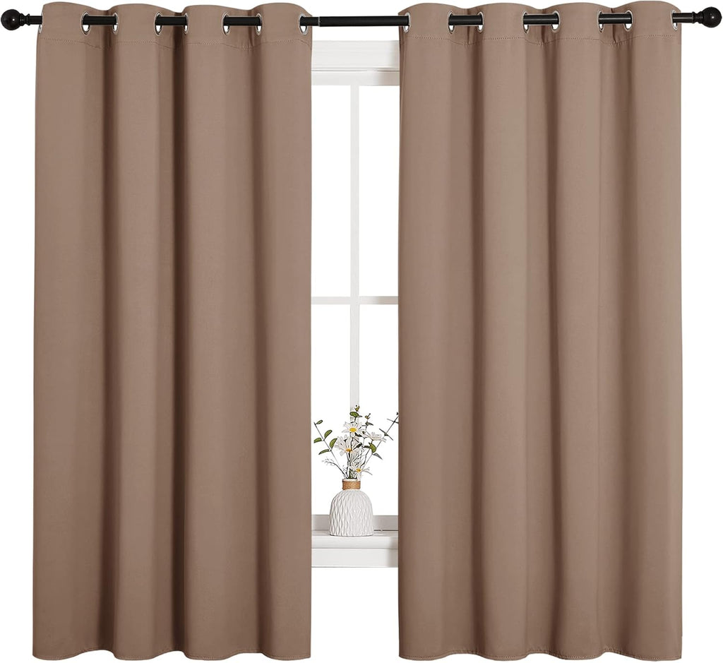 NICETOWN Blackout Window Curtains - Thermal Insulated Drapery Panels, Set of 2 | 55x68 Inches, Cappuccino
