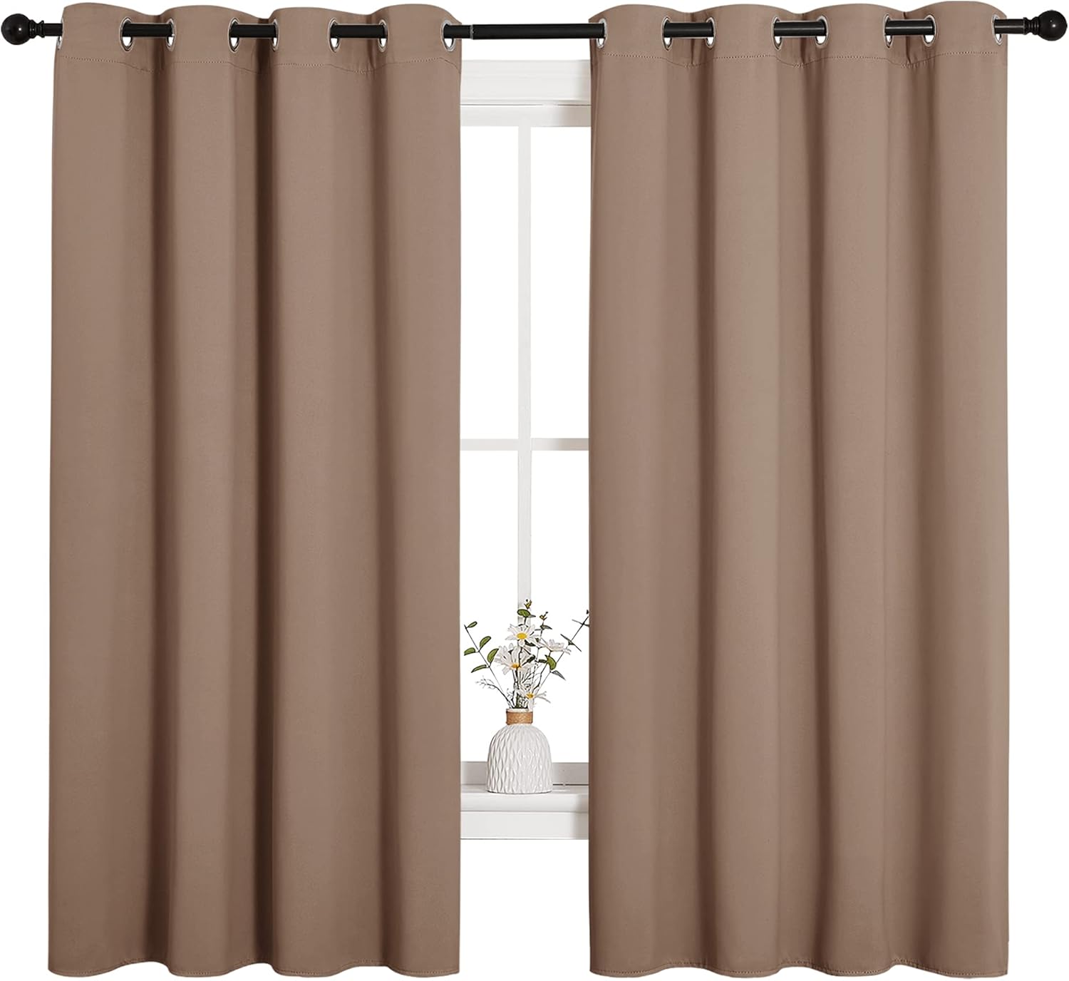 NICETOWN Blackout Window Curtains - Thermal Insulated Drapery Panels, Set of 2 | 55x68 Inches, Cappuccino