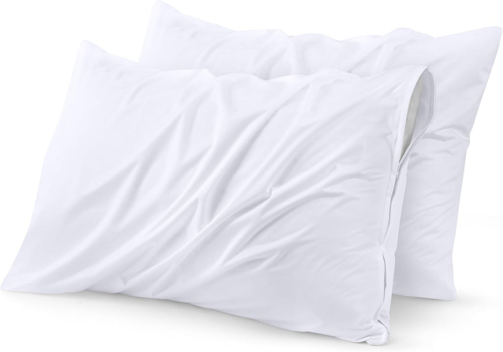 Utopia Bedding Waterproof Pillow Protectors - King Size Zippered Encasement (Set of 4) | Bed Bug & Dust Mite Proof, White