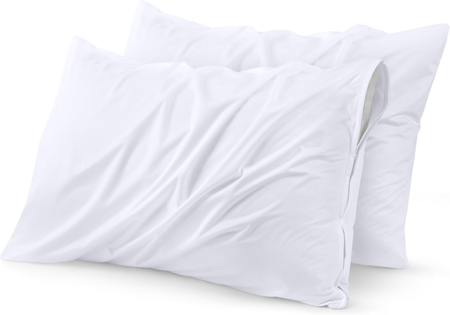 Utopia Bedding Waterproof Pillow Protectors - King Size Zippered Encasement (Set of 4) | Bed Bug & Dust Mite Proof, White