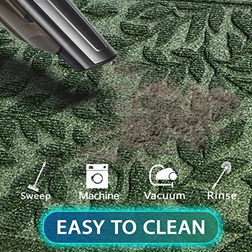 Heavy Duty Front Door Mat 17x30 Inch Non-Slip Rubber Entrance Rug Green