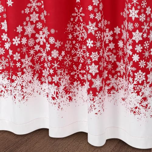 Garvee 52"W x 63"L Red Christmas Curtains with Snowflake & Tree Design (Pack of 2)