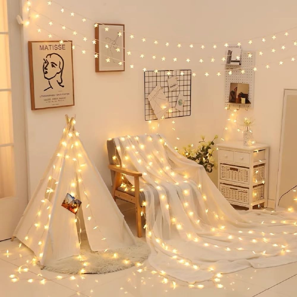 WFGGEH Star String Lights - 10ft 20 LED Warm White Fairy Lights for Birthday, Wedding & Home Decor