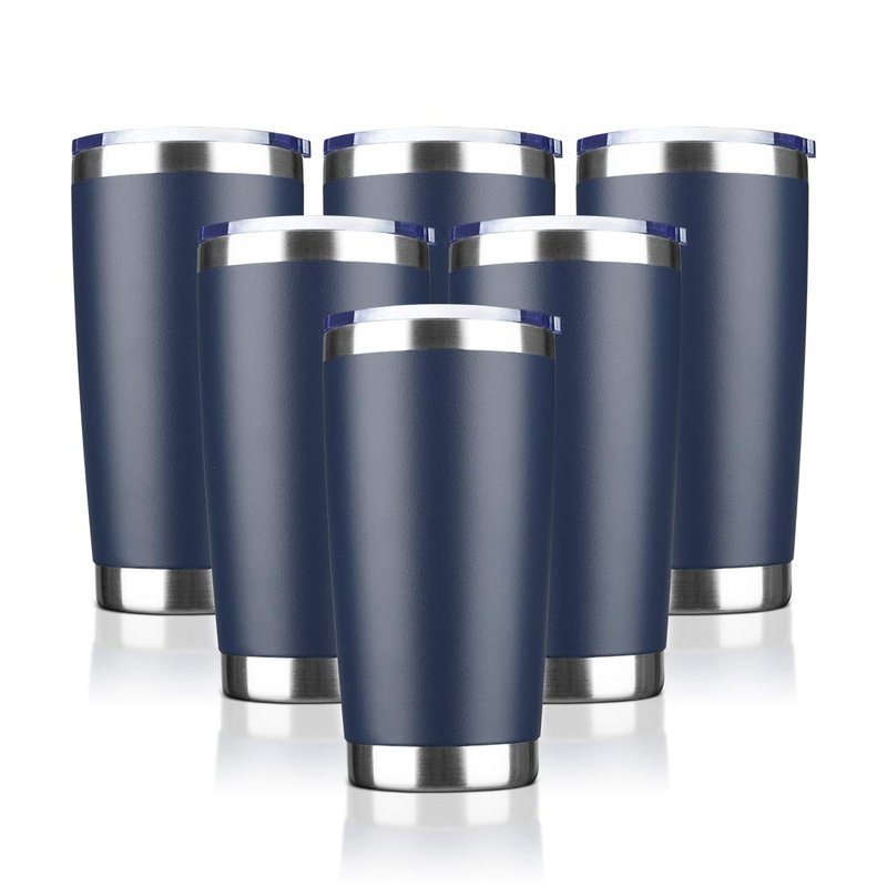 EcoMozz 20oz Tumbler Bulk Stainless Steel Vacuum Insulated Tumblers with Lid Double Wall Travel Mug, Powder Coated Coffee Cup, Suitable for Ice Drinks and Hot Beverage (Stainless steel 12pack)
