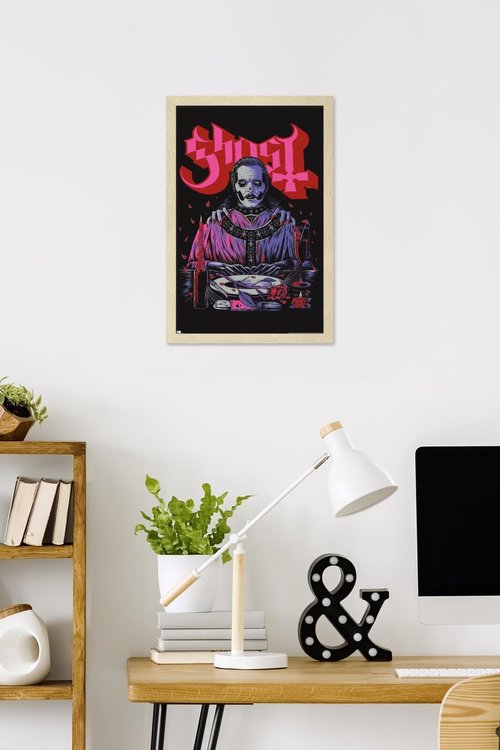 Ghost - Valentines Wall Poster, 22.4L" x 14.7W", Blonde Framed Version