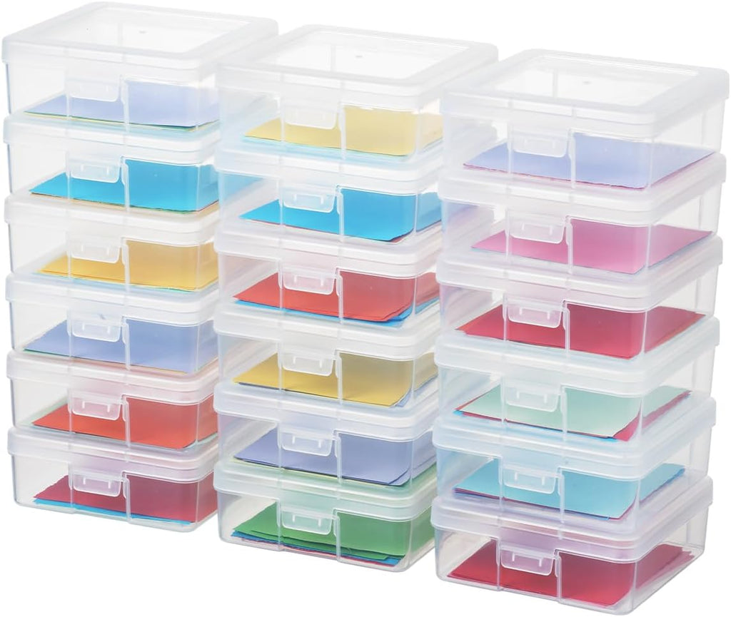 Novelinks Clear Plastic Storage Containers - Stackable Organizers with Lids for Crafts & Games | 18 Pack Small